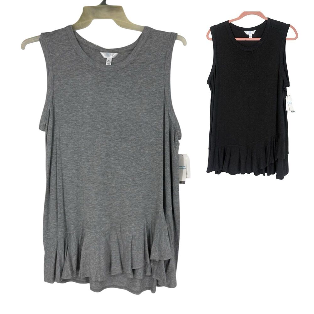 Lot NWT Time and Tru Peplum Tank Tops XL 16-18 Sleeveless Ruffle Hem Casual Top